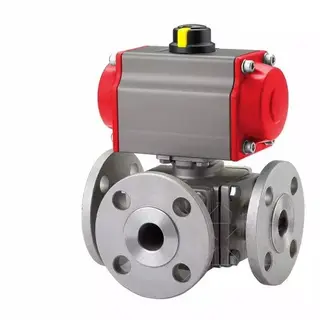3 Way Floating Ball Valve, ASTM A351 CF8, 4 Inch, 150 LB, RF
