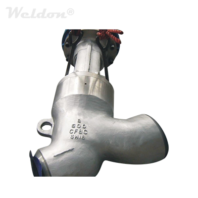 ASTM A351 CF8C Y-Pattern Globe Valve, 8IN, 600 LB, ASME B16.34, BW