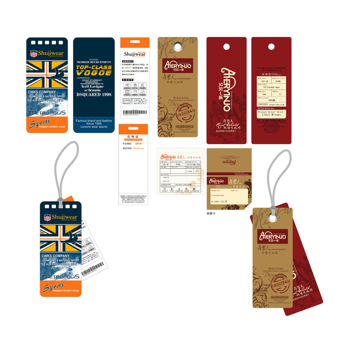 Custom Apparel, Garment, Clothing Hang Tags