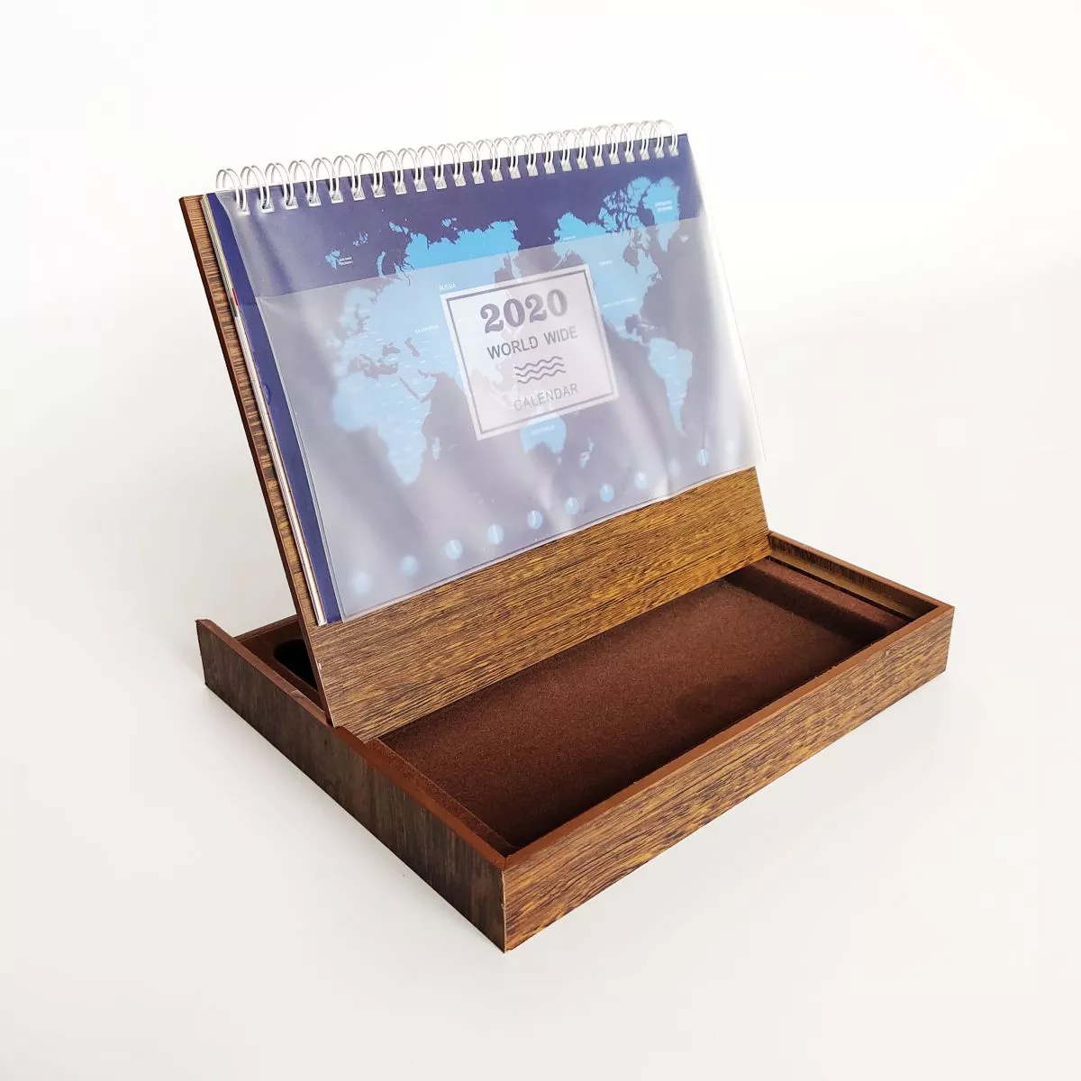 TC007 Indigo World Map Personalized Tabletop Calendars