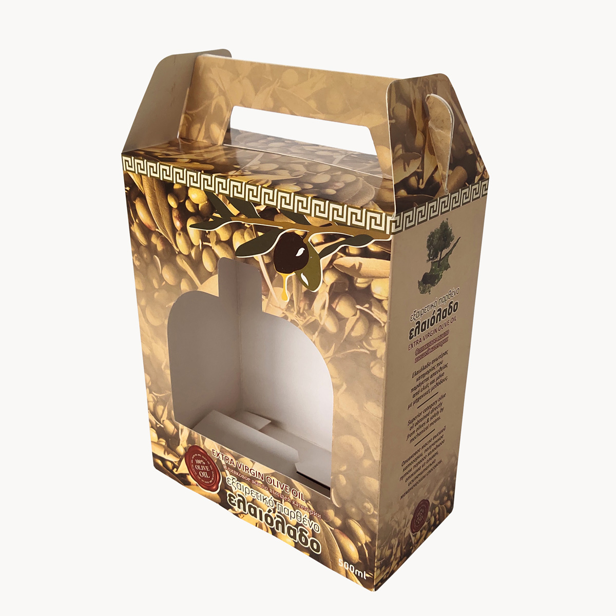 Greek Olive Oil Package Folding Color Box Window Display Box