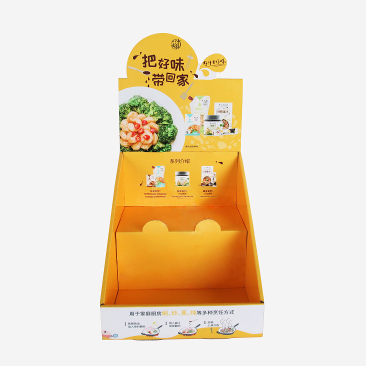 White Cardboard Merchandising Stair Custom Table Countertop Sachet Display Box