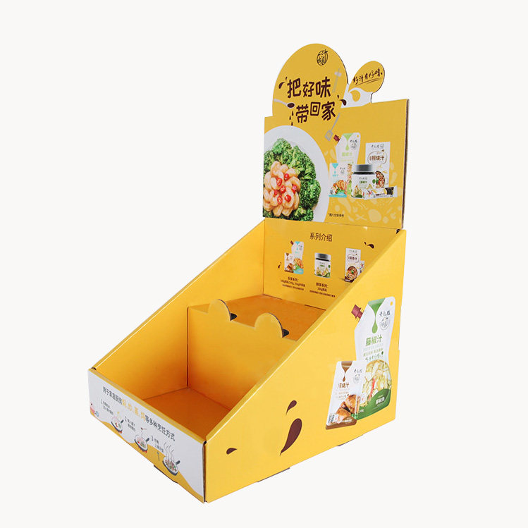 White Cardboard Merchandising Stair Custom Table Countertop Sachet Display Box