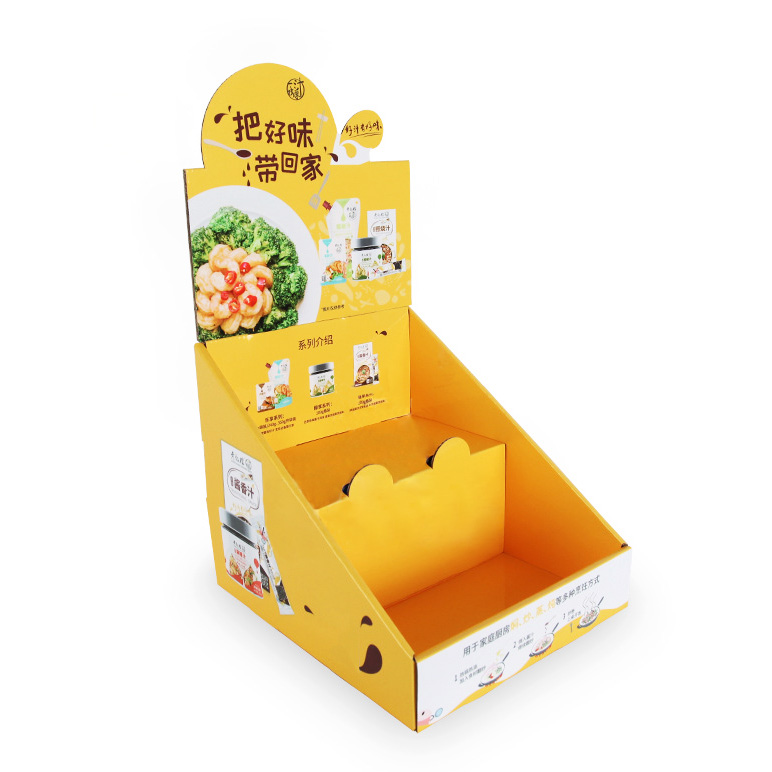 White Cardboard Merchandising Stair Custom Table Countertop Sachet Display Box