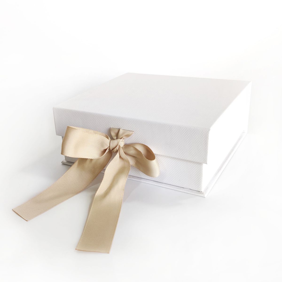 White Gift Box with Ribbon Keepsake Box Magnetic Gift Box