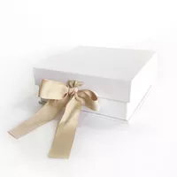 White Gift Box with Ribbon Keepsake Box Magnetic Gift Box