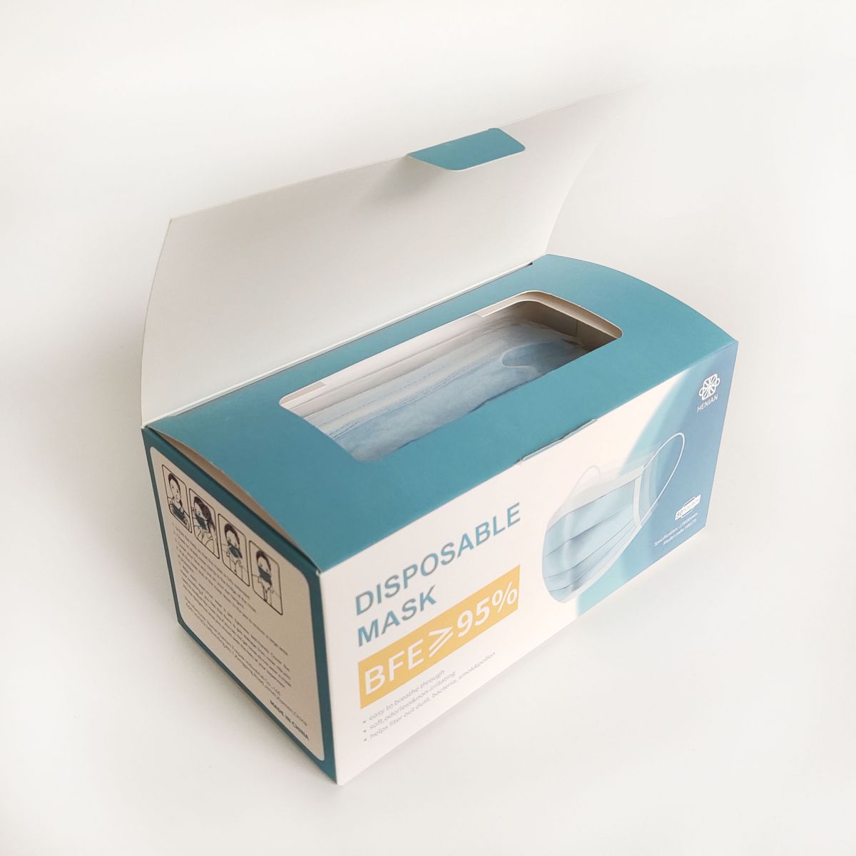 Hot Sale Foldable Empty Paper Box for 3ply Surgical Face Mask Packaging