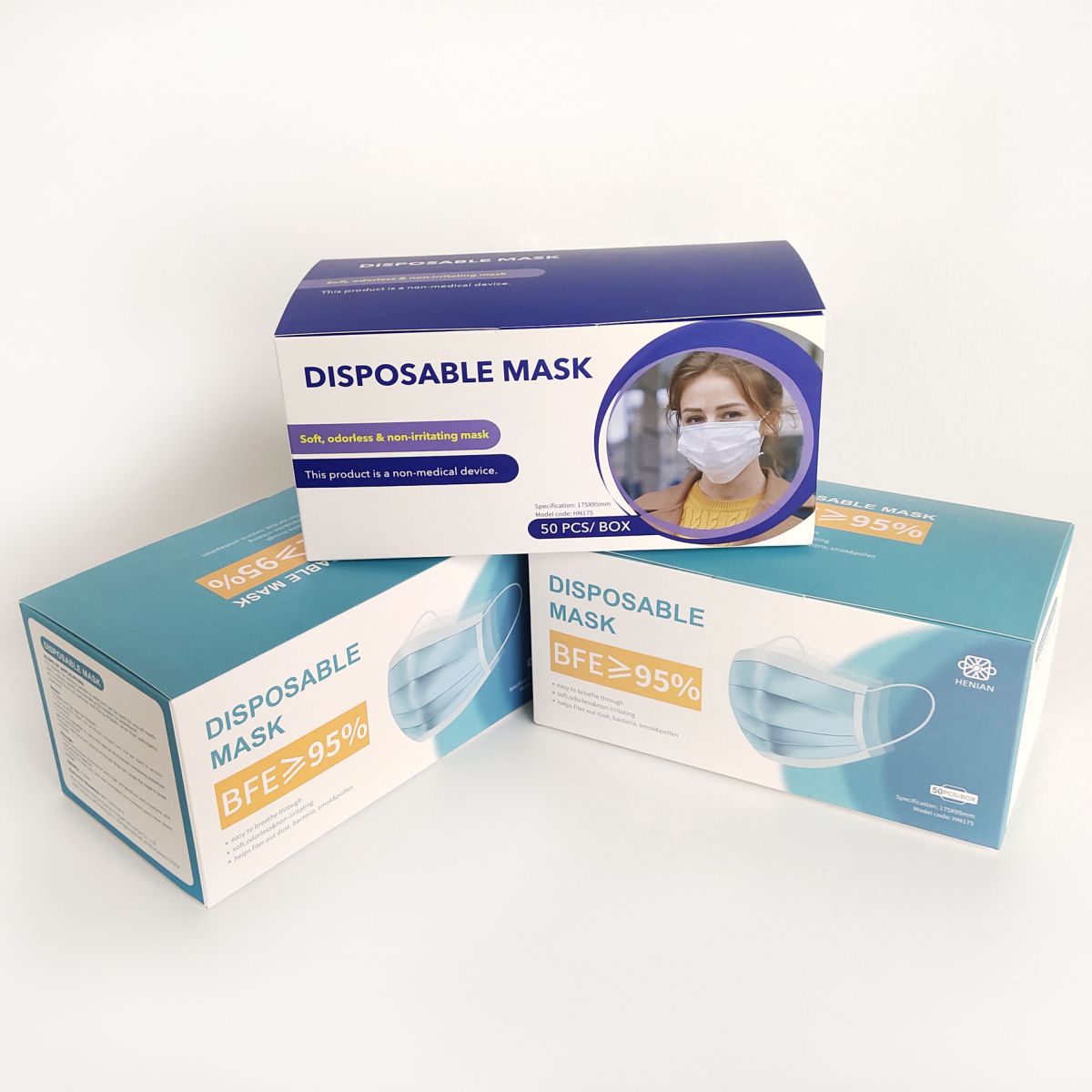 Hot Sale Foldable Empty Paper Box for 3ply Surgical Face Mask Packaging