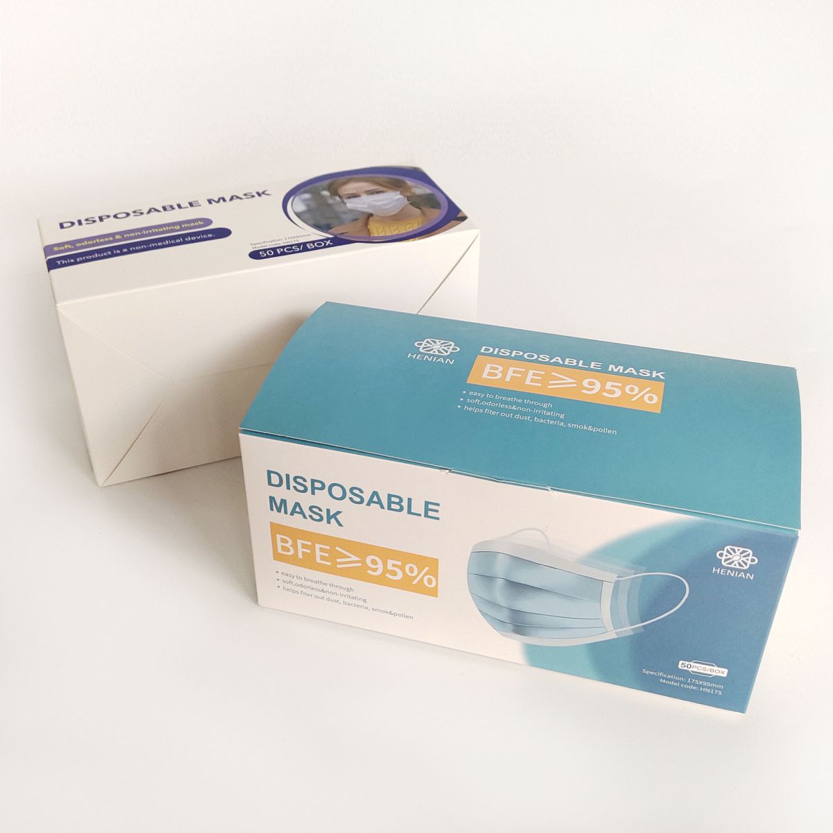 Hot Sale Foldable Empty Paper Box for 3ply Surgical Face Mask Packaging