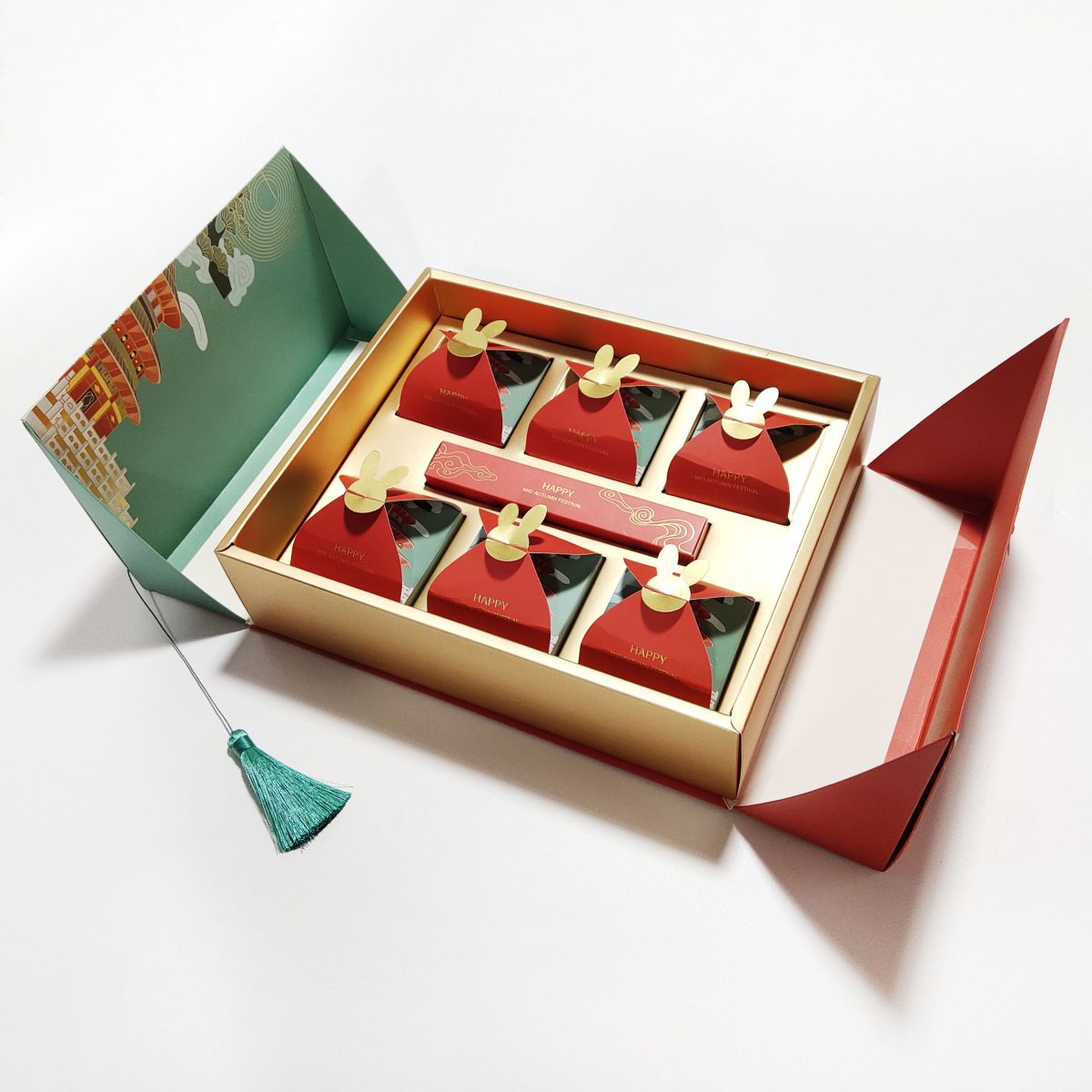 Luxury Moon Cake Boxes For 6pcs 60g Container Gift Box