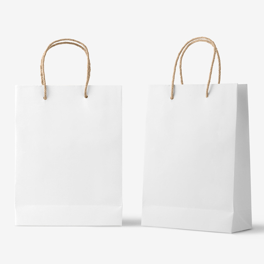 White Kraft Paper Bags With Handles