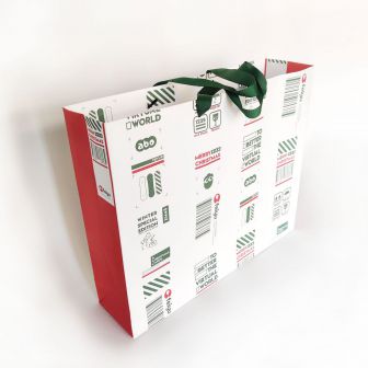 Christmas Shopping Bag with Ribbon Handles