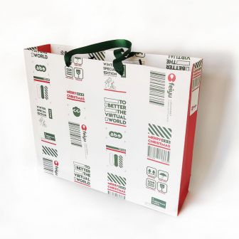 Christmas Shopping Bag with Ribbon Handles