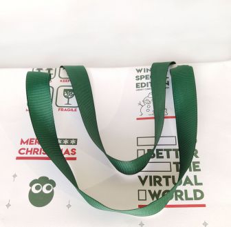 Christmas Shopping Bag with Ribbon Handles