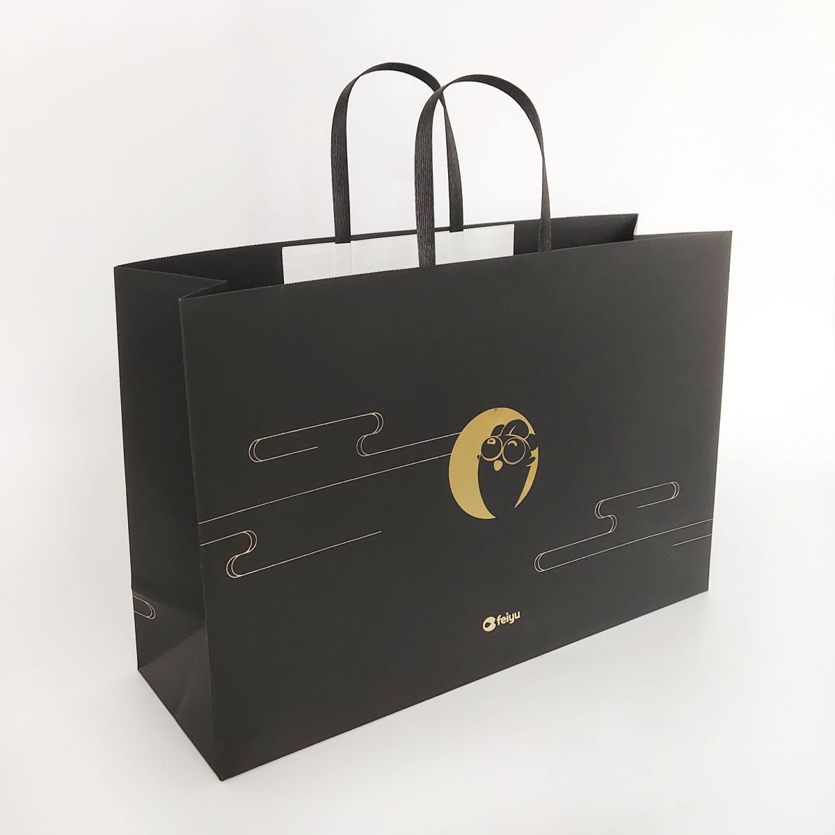 GB022 Custom Design Black Paper Shopping Bag