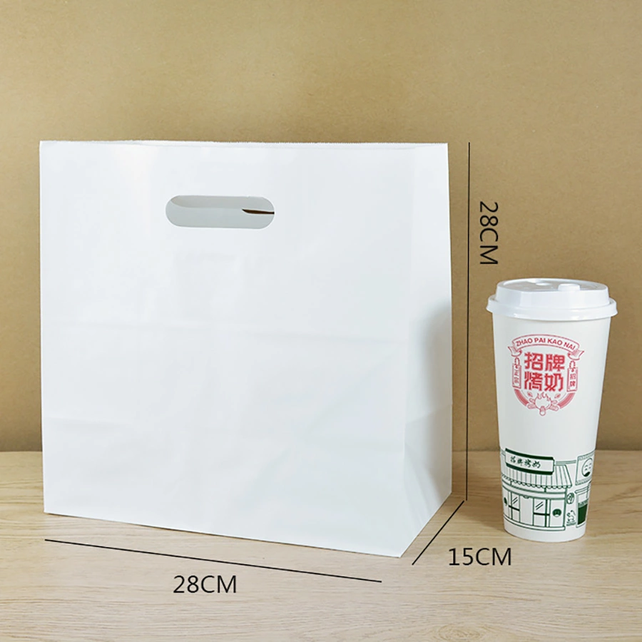 die cut handle white paper bag