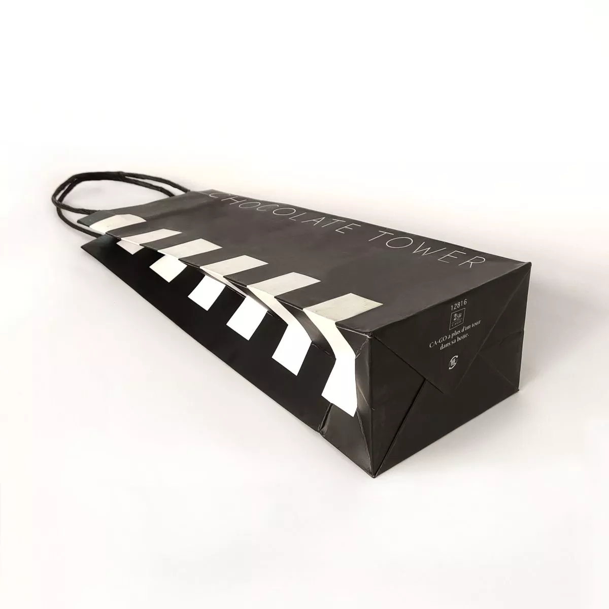 Chocolate Shopping Bag with Paper Cords, Black White