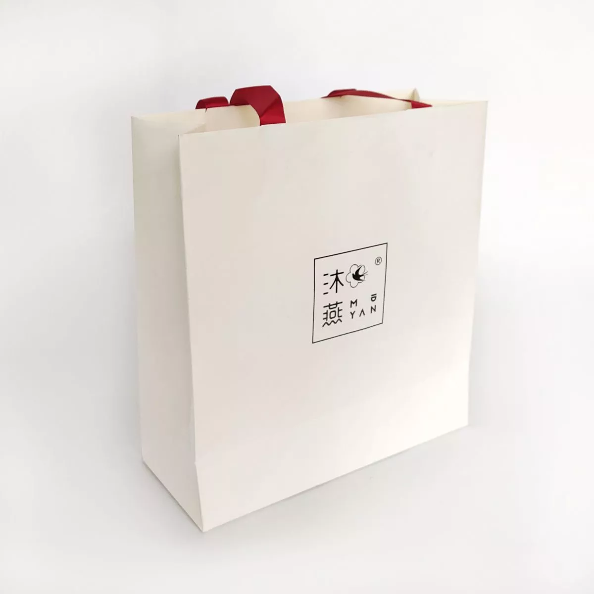 GB020 Custom Printed Paper Shopping Bag with Ribbon Handles