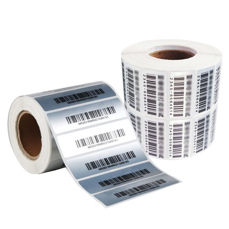 China Customized Barcode Glossy Silver PET Labels Sticker