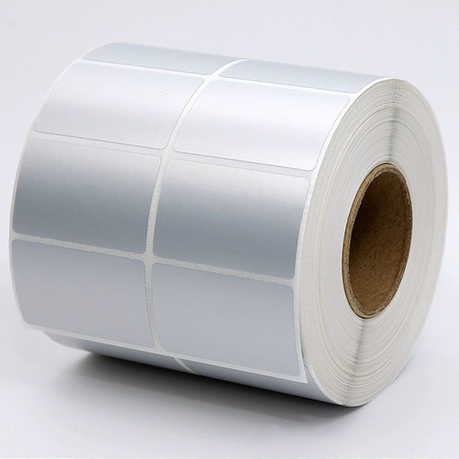 China Customized Barcode Glossy Silver PET Labels Sticker