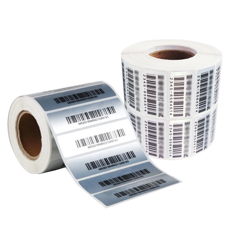  BL101 Customized Barcode Glossy Silver PET Labels Sticker