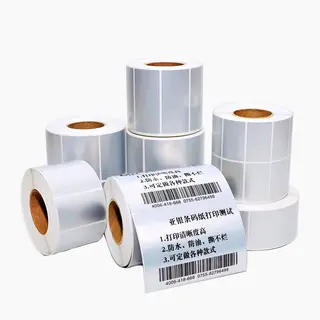 China Customized Barcode Glossy Silver PET Labels Sticker