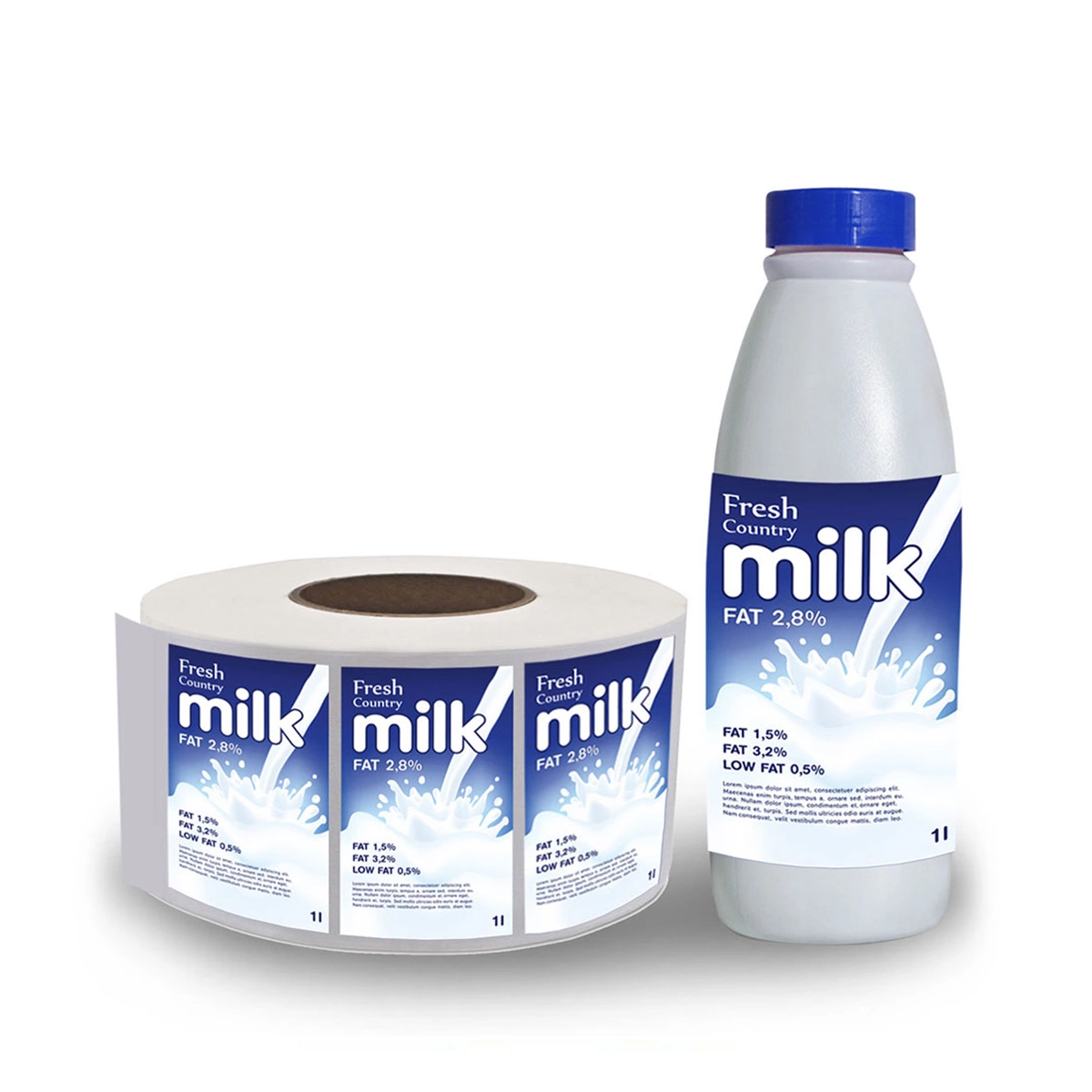 custom printed waterproof milk bottle label sticker in roll