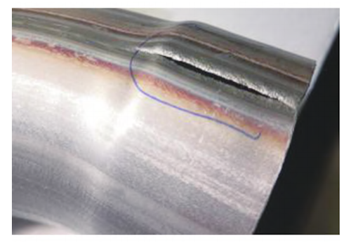 Cracking observed during flaring of a Jiugang welded pipe