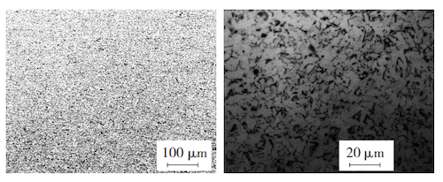 Metallographic structure of base material sample