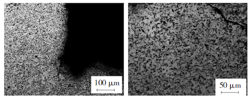 Metallographic structure of crack sample