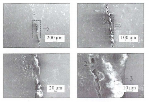 Microscopic Morphology of Deep Stripes in Defective Steel Pipe Casing