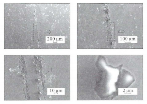 Microscopic morphology of shallow stripes in the defective 110S casing sample