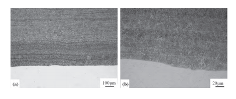 Microstructure of carbon steel matrix near the inner wall cladding layer