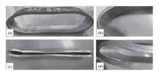 Morphology of the flattened steel tube sample with inner wall cladding