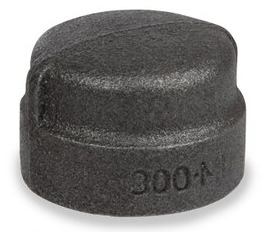 Black Malleable Iron Threaded Cap, ASTM A197, 1/4 Inch, 300 PSI