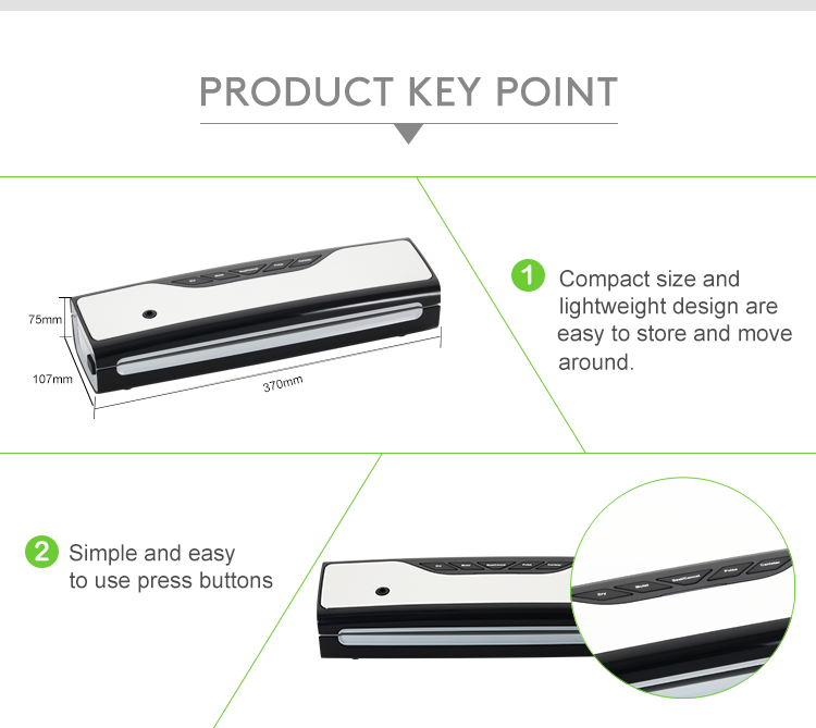 130W Space-saving Food Vacuum Sealer, 30cm Seal Length