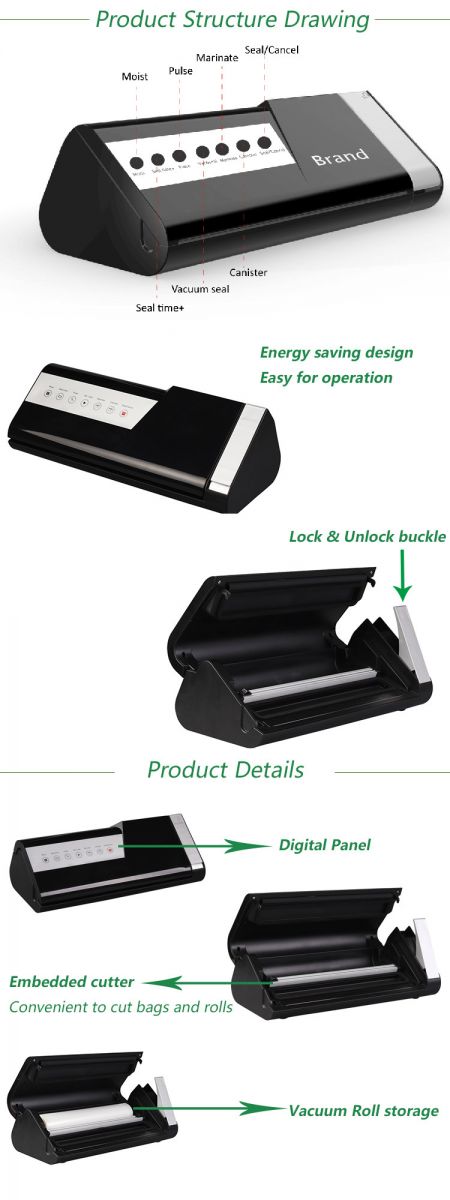 Product Structure of 150W Innovative Vacuum Sealer