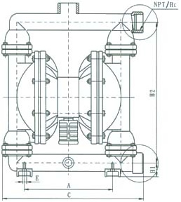 Double Diaphragm pump drawing
