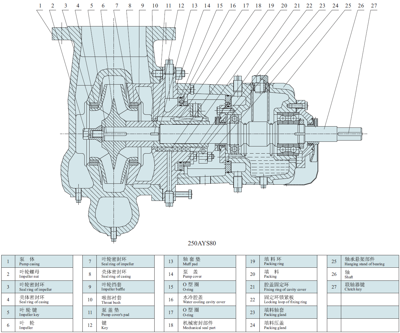 Structure drawing of Single-stage double-suction AY Oil Pump