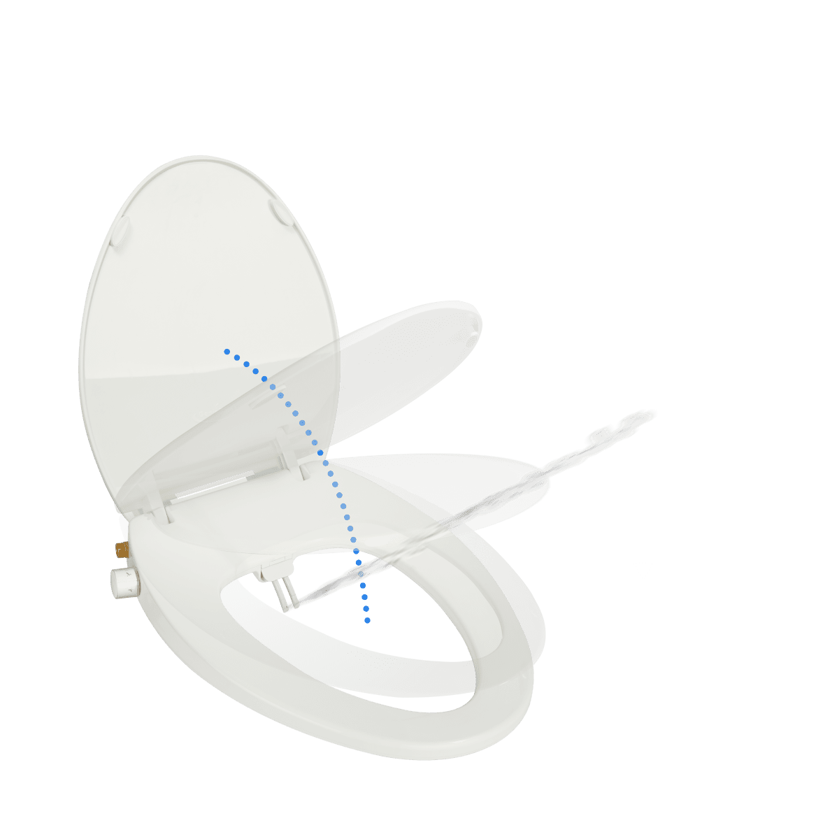 White toilet seat with dual nozzle