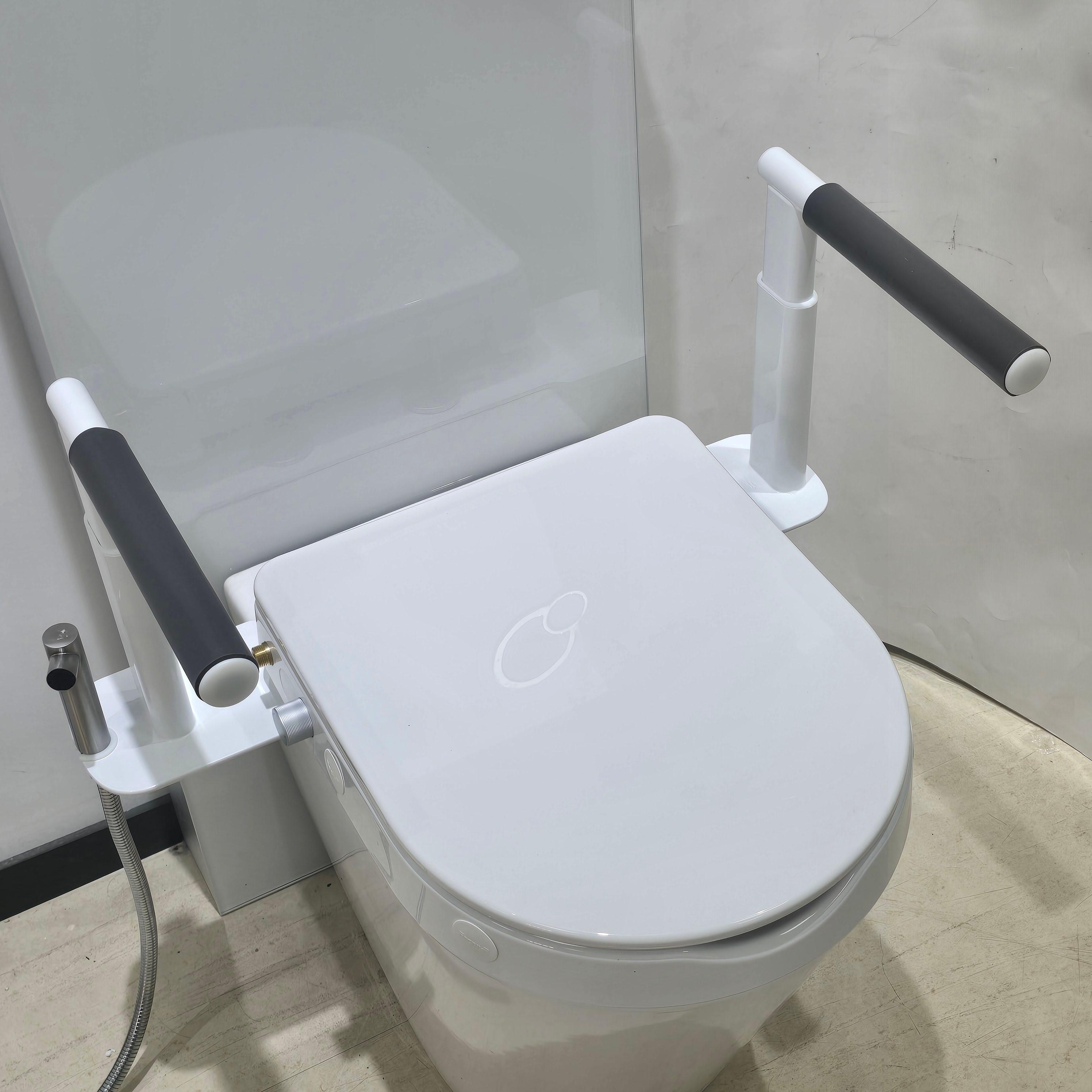 Toilet Rise Assist Grab Bar, Adjustable Bathroom Safety Handrail for Elderly Disabled, Anti-Slip Toilet Support Frame