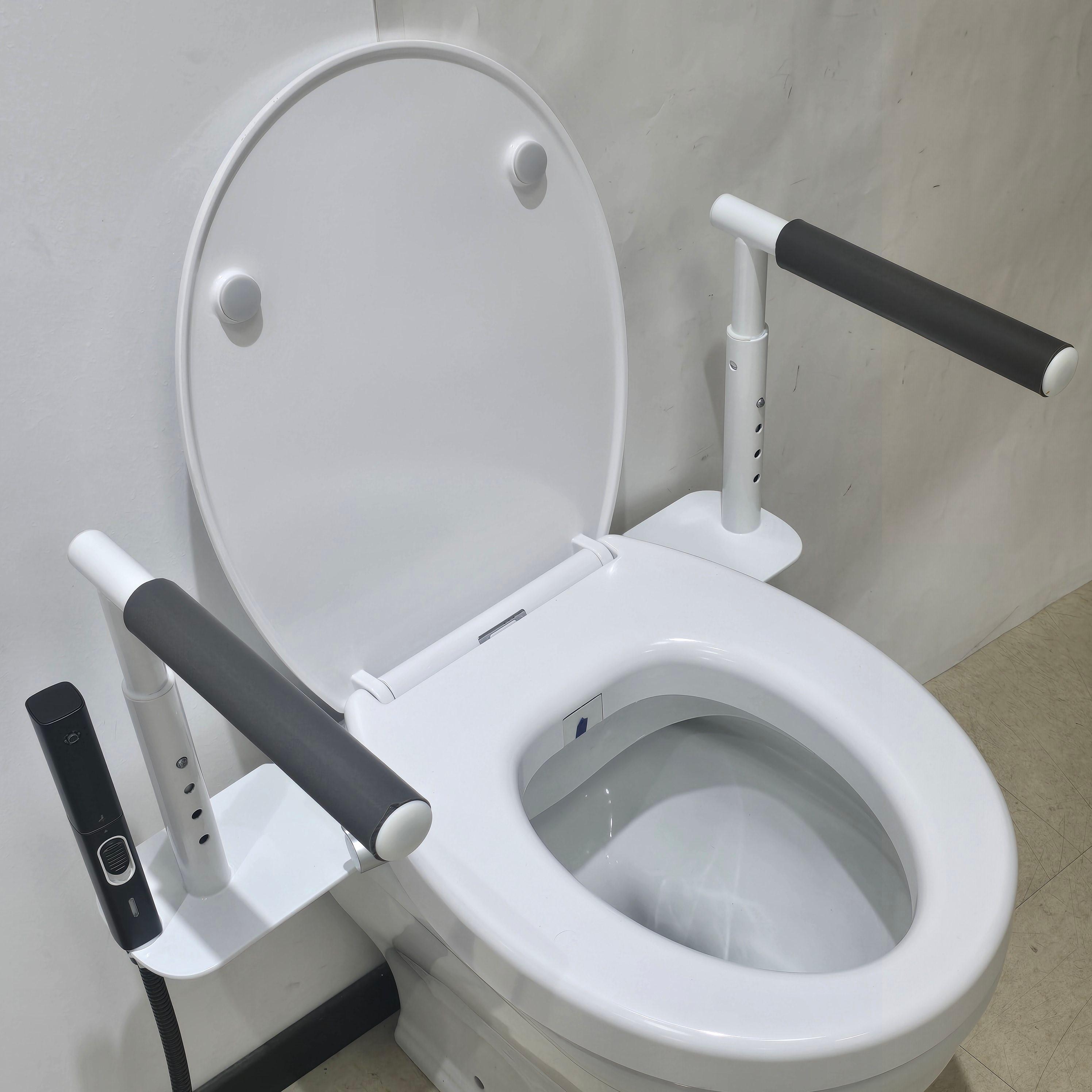 Toilet Rise Assist Grab Bar, Anti-Slip Safety Handrail for Elderly Bathroom, Adjustable Toilet Support Frame