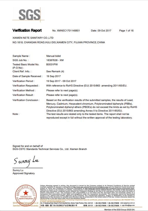 SGS ROHS Report