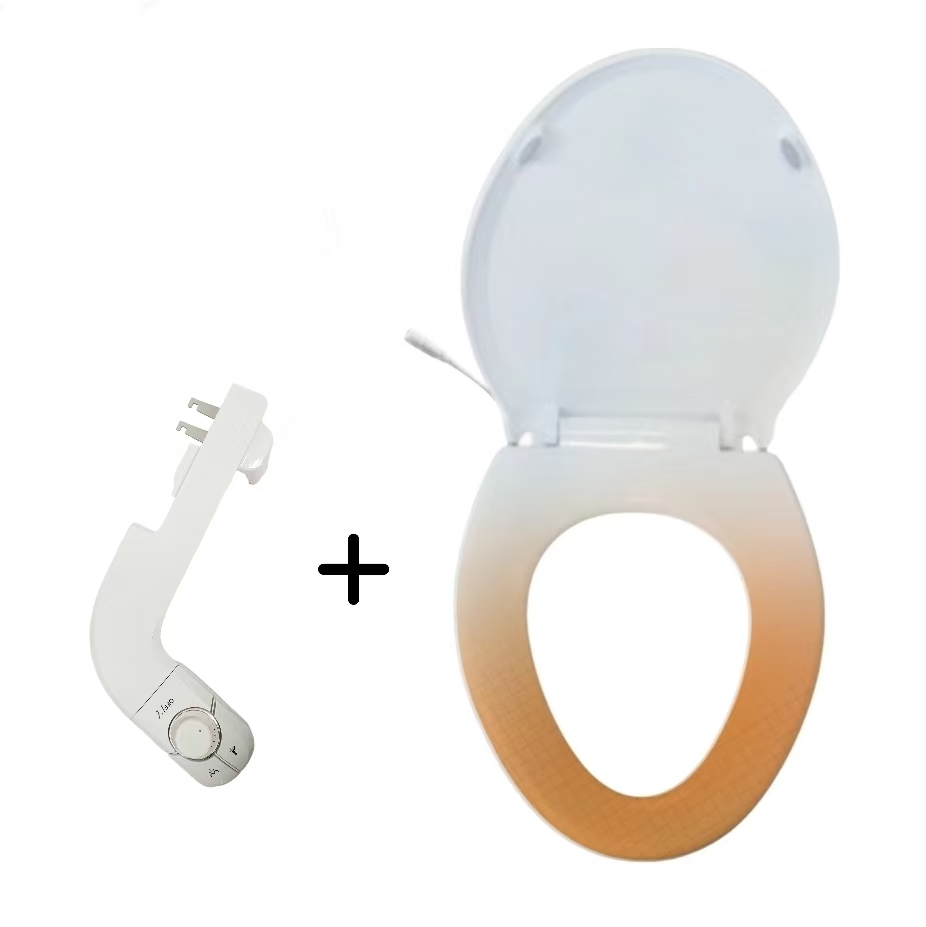 Elongated Slow Lowering PP Cover Plate Combination with Night Light Heated Seat Ring Double Jet Self Cleaning Bidet Elongated Slow Lowering PP Cover Plate Combination with Night Light Heated Seat Ring Double Jet Self Cleaning Bidet