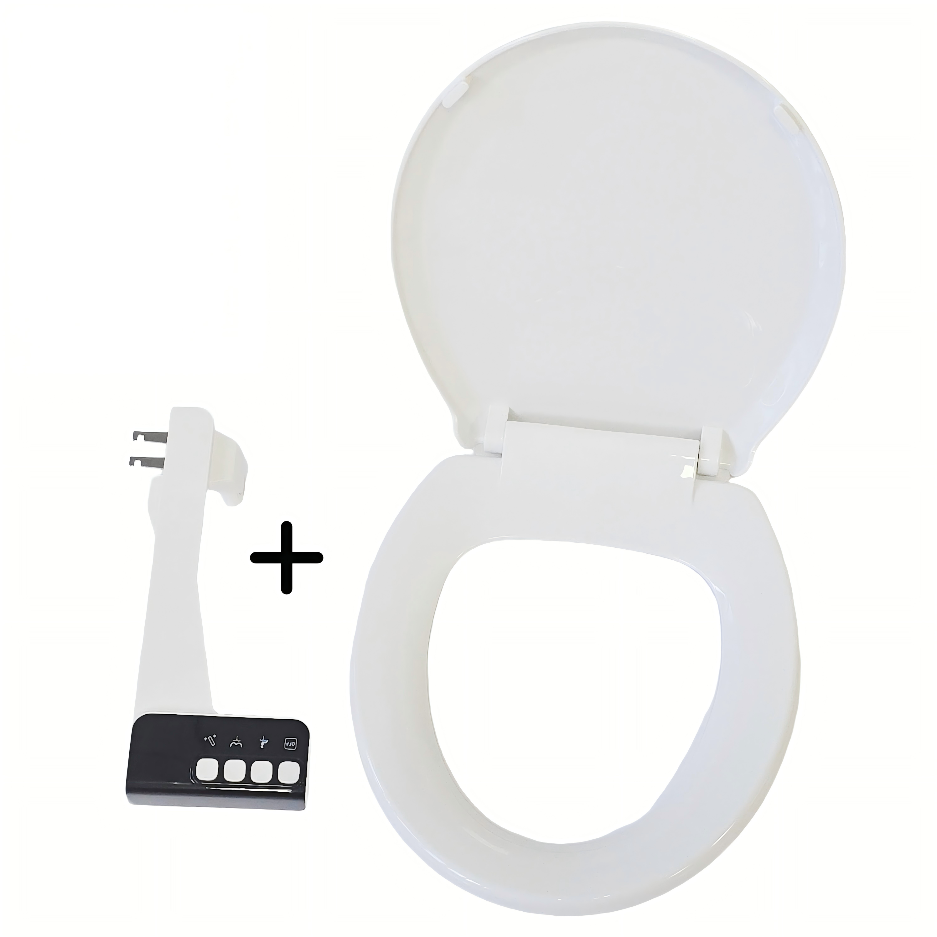 Slow Descending and Quick Detachable PP Round Style Toilet Seat Cover Combination with Double Spray Self Cleaning Bidet