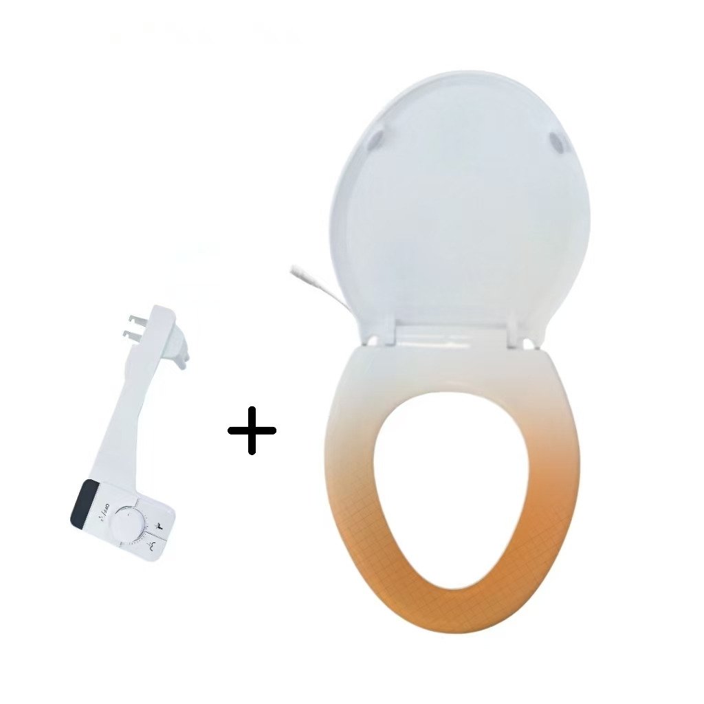 Combination Quick Detachable Heating Elongated PP Toilet Cover and Body Cleaner Slow Descent PP Heated Seat Toilet Cover with Quick Release