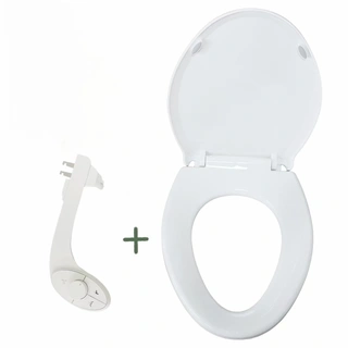Cold Water Bidet Toilet Seat V Shape One-Key Detachable NEW Non-Electric Toilet Seat Two-In-One Slow Close Toilet Seat