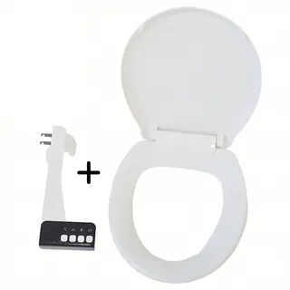 Slow Descending and Quick Detachable PP Round Style Toilet Seat Cover Combination with Double Spray Self Cleaning Bidet