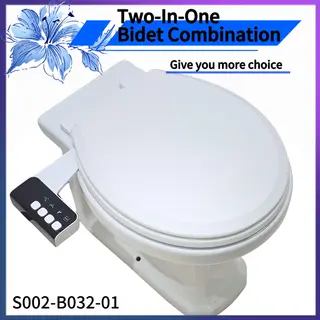 Slow Descending and Quick Detachable PP Round Style Toilet Seat Cover Combination with Double Spray Self Cleaning Bidet