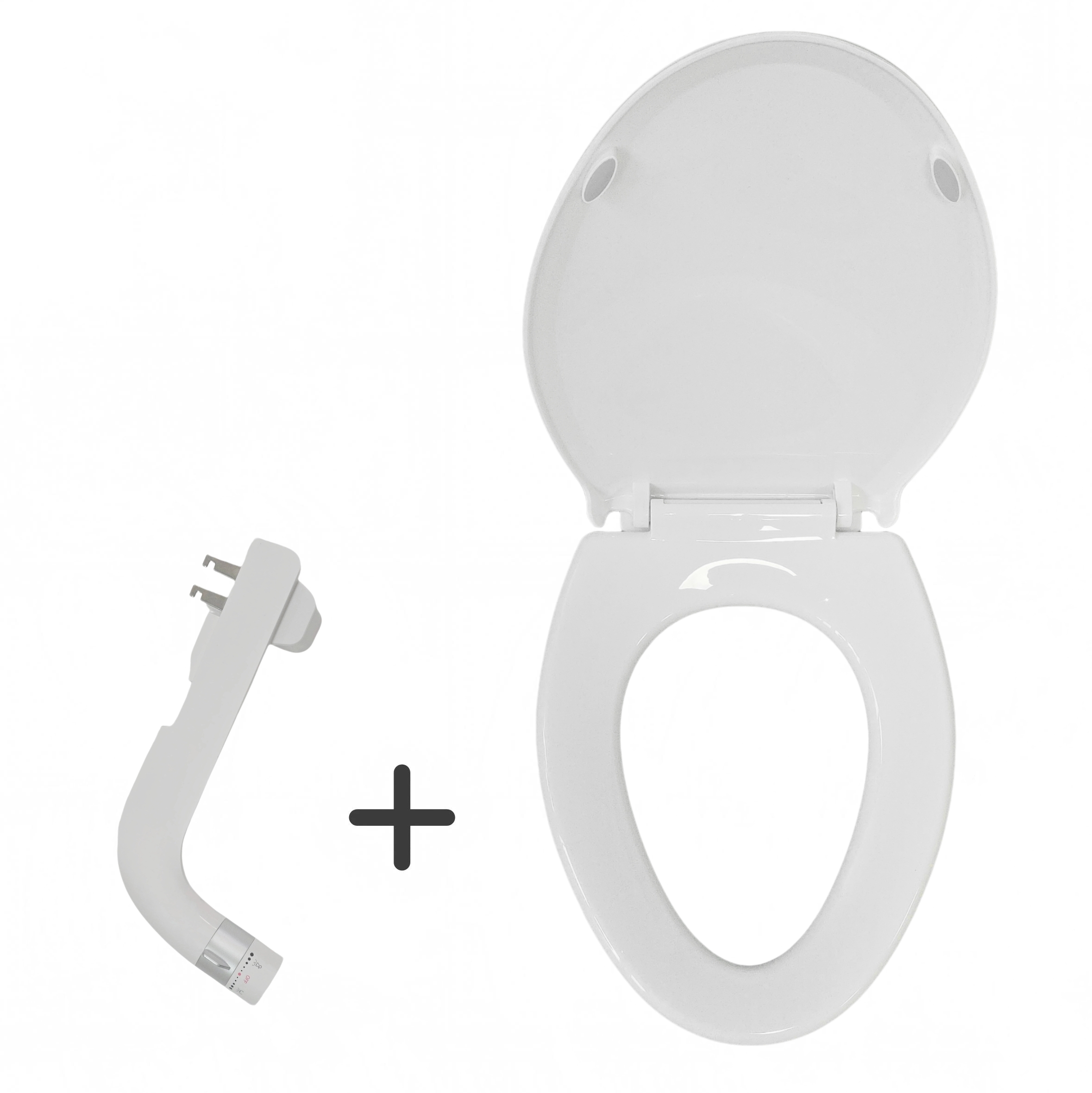 Quick Detachable and Heatable PP+ABS Toilet Seat Cover Without Flushing Function Paired with a Folding Dual Nozzle Bidet